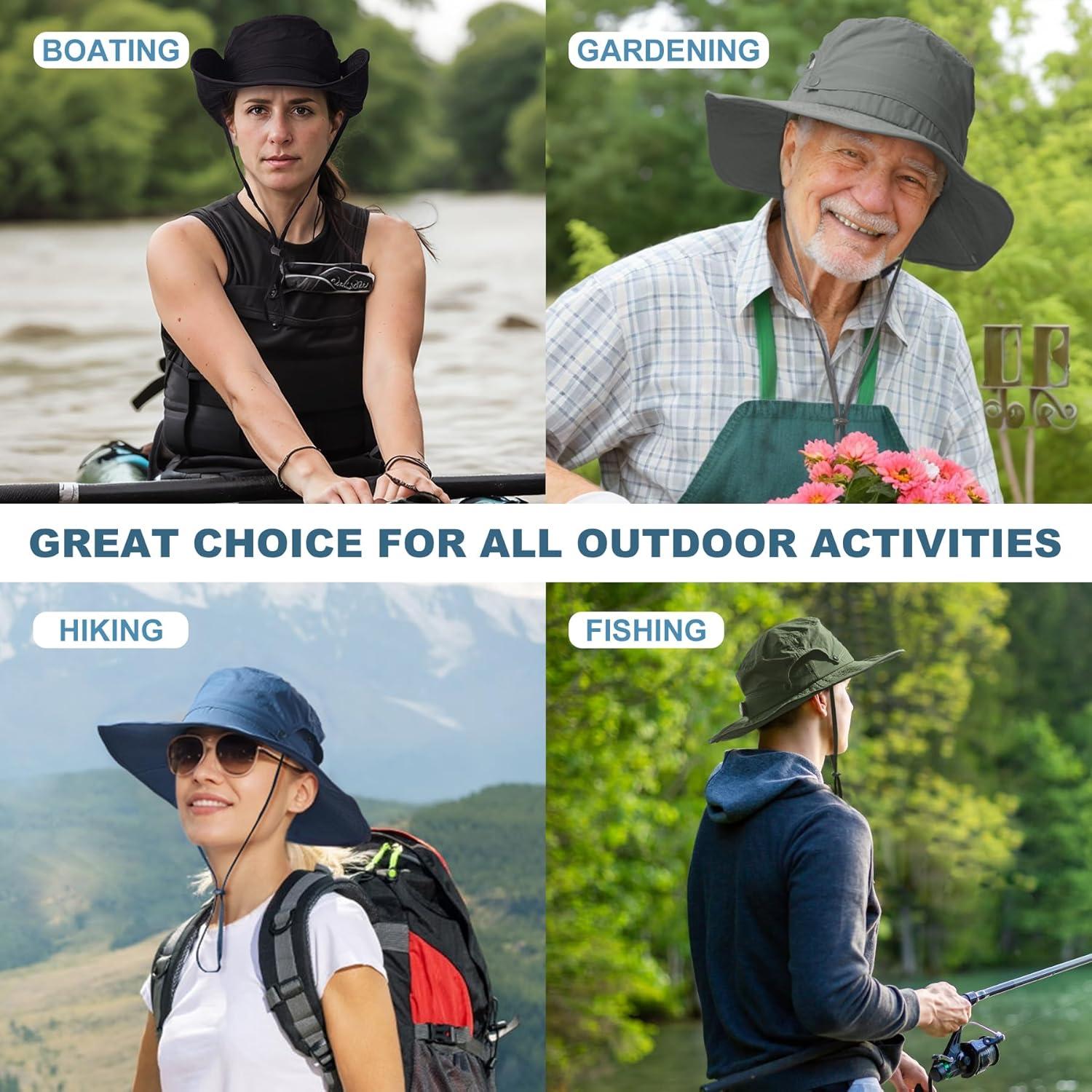 imageSukeen Sun Hat for Men Women Wide Brim Fishing Hat with Adjustable Knob UPF 50 Boonie Hat for Hiking Gardening SafariBlue