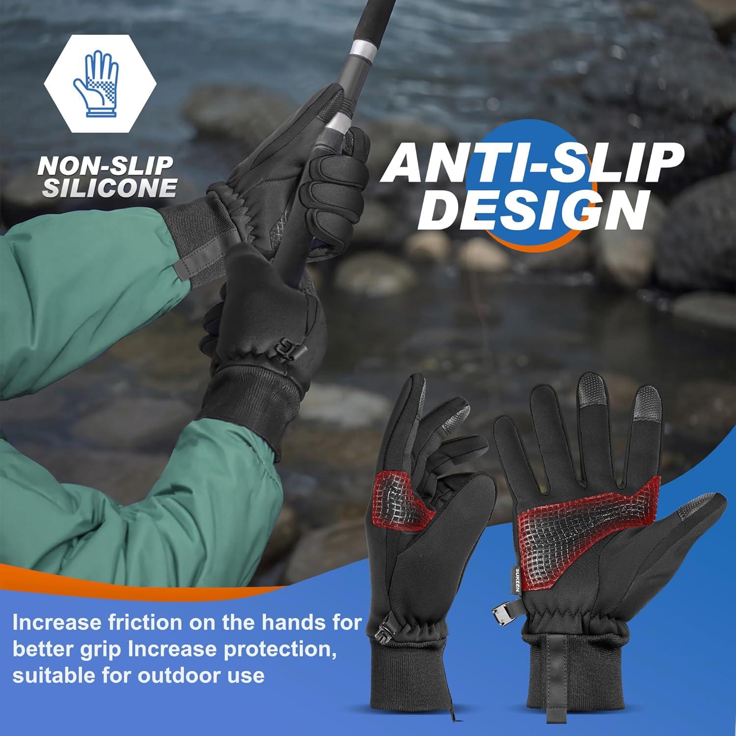 imageSukeen Winter Gloves Men Women Soft Warm AntiSlip Winter Gloves with Touchscreen Fingers Windproof Warm Gloves for Running Driving Cycling Workout Black M