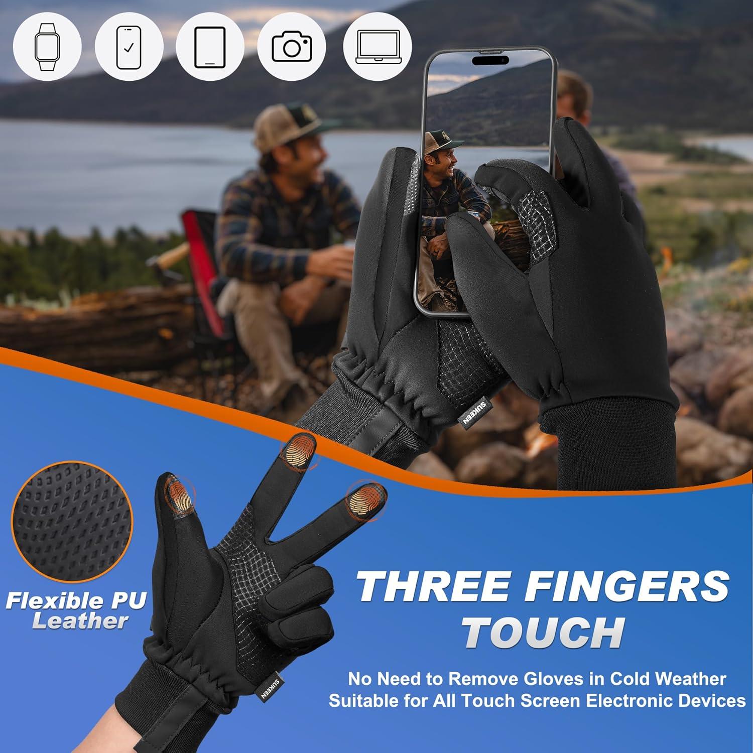 imageSukeen Winter Gloves Men Women Soft Warm AntiSlip Winter Gloves with Touchscreen Fingers Windproof Warm Gloves for Running Driving Cycling Workout Black M