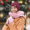 imageSukeen Knit Beanie Hat for Women Thick Fleece Lined Winter Hat Warm Skull Cap Fashionable Knit Hat for OutdoorRed