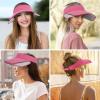 imageSukeen Wide Brim Sun Visor for WomenampampMen Retractable Visors Hat with UV Protection Sun Hats for Beach Golf Garden OutdoorRose Red