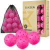 imageSukeen Outdoor Pickleball Balls 40 Holes High Bounce True Flight Pickleball Ball High Visibility Outdoor Pickleballs High Elasticity Pickle Balls with Mesh Bagc Rose Red20