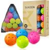 imageSukeen Outdoor Pickleball Balls 40 Holes High Bounce True Flight Pickleball Ball High Visibility Outdoor Pickleballs High Elasticity Pickle Balls with Mesh Bagc Rose Red5Neon Green5Blue5Orange5