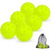 imageSukeen Pickleball Balls Outdoor Crack Resistant Pickleballs  OnePiece Seamless 40 Holes Pickleball High Visibility Neon Pickleballs Pickle Balls 6 Pack