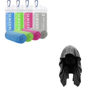 imageSukeen 4 Pack Cooling Towel 40quotx12quot Ice Towel Soft Breathable Chilly Towel Microfiber Towel Cooling Hoodie Towel Cooling Towels for Neck and Face