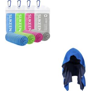 imageSukeen 4 Pack Cooling Towel 40quotx12quot Ice Towel Soft Breathable Chilly Towel Microfiber Towel Cooling Hoodie Towel Cooling Towels for Neck and Face Absorbent Quick Drying Cooling Neck Wraps
