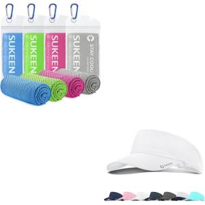 imageSukeen 4 Pack Cooling Towel 40quotx12quot Ice Towel Soft Breathable Chilly Towel Microfiber Towel Cooling Stretchy Visor Free Size Cool Hat with UV Protection Brim Peak Vizor
