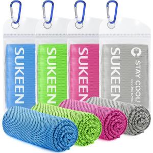imageSukeen 4 Pack Cooling Towel 40quotx12quot Soft Breathable Chilly Microfiber Towel for Yoga Sport Running Gym Workout ampamp More ActivitiesBlueGreyGreenPink