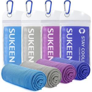 imageSukeen 4 Pack Cooling Towel 40quotx12quot Soft Breathable Chilly Microfiber Towel for Yoga Sport Running Gym Workout ampamp More ActivitiesBlueGreyPurpleDark Blue