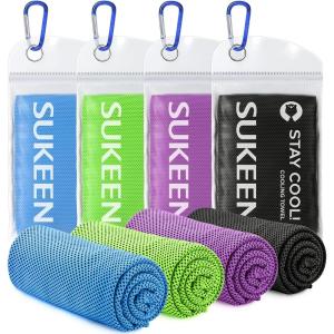 imageSukeen 4 Pack Cooling Towel 40quotx12quot Soft Breathable Chilly Microfiber Towel for Yoga Sport Running Gym Workout ampamp More ActivitiesBluePurpleBlackGreen