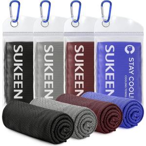 imageSukeen 4 Pack Cooling Towel 40quotx12quot Soft Breathable Chilly Microfiber Towel for Yoga Sport Running Gym Workout ampamp More ActivitiesDark Blue Dark GreyBrownBlack