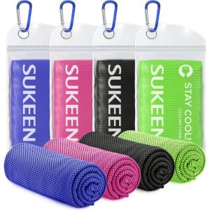 imageSukeen 4 Pack Cooling Towel 40quotx12quot Soft Breathable Chilly Microfiber Towel for Yoga Sport Running Gym Workout ampamp More ActivitiesDark BlueGreenBlackPink