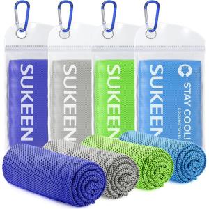 imageSukeen 4 Pack Cooling Towel 40quotx12quot Soft Breathable Chilly Microfiber Towel for Yoga Sport Running Gym Workout ampamp More ActivitiesDark BlueGreyGreenBlue