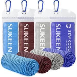 imageSukeen 4 Pack Cooling Towel 40quotx12quot Soft Breathable Chilly Microfiber Towel for Yoga Sport Running Gym Workout ampamp More ActivitiesDark BlueGreyBrownBlue