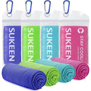 imageSukeen 4 Pack Cooling Towel 40quotx12quot Soft Breathable Chilly Microfiber Towel for Yoga Sport Running Gym Workout ampamp More ActivitiesDark BlueGreenLake BluePink