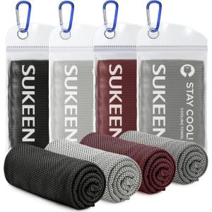 imageSukeen 4 Pack Cooling Towel 40quotx12quot Soft Breathable Chilly Microfiber Towel for Yoga Sport Running Gym Workout ampamp More ActivitiesDark GreyGreyBrownBlack