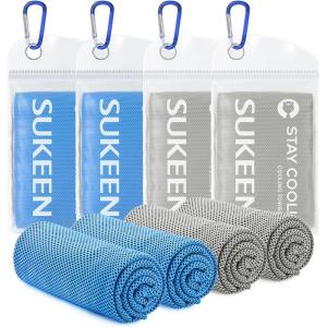 imageSukeen 4 Pack Cooling Towel 40quotx12quot Soft Breathable Chilly Microfiber Towel for Yoga Sport Running Gym Workout ampamp More ActivitiesGreyGreyBlueBlue