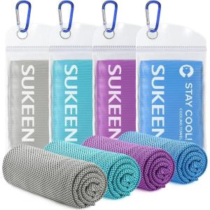 imageSukeen 4 Pack Cooling Towel 40quotx12quot Soft Breathable Chilly Microfiber Towel for Yoga Sport Running Gym Workout ampamp More ActivitiesGreyLake BluePurpleBlue