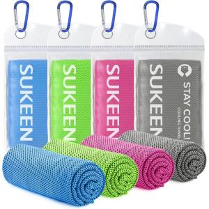 imageSukeen 4 Pack Cooling Towel 40quotx12quot Soft Breathable Chilly Microfiber Towel for YogaSportRunningGymWorkoutCampingFitnessWorkout ampamp More ActivitiesPinkGreenBlueDark Grey