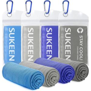 imageSukeen 4 Pack Cooling Towel 40quotx12quot Soft Breathable Chilly Microfiber Towel for YogaSportRunningGymWorkoutCampingFitnessWorkout ampamp More ActivitiesLight BlueLight GreyDark BlueDark Grey