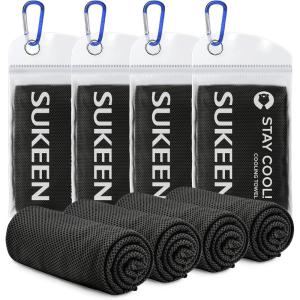 imageSukeen 4 Pack Cooling Towel 40quotx12quot Soft Breathable Chilly Microfiber Towel for YogaSportRunningGymWorkoutCampingFitnessWorkout ampamp More ActivitiesBlack
