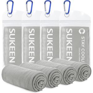 imageSukeen 4 Pack Cooling Towel 40quotx12quot Soft Breathable Chilly Microfiber Towel for YogaSportRunningGymWorkoutCampingFitnessWorkout ampamp More ActivitiesLight Grey