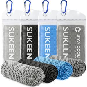 imageSukeen 4 Pack Cooling Towel 40quotx12quot Soft Breathable Chilly Microfiber Towel for YogaSportRunningGymWorkoutCampingFitnessWorkout ampamp More ActivitiesBlueLight GreyBlackDark Grey