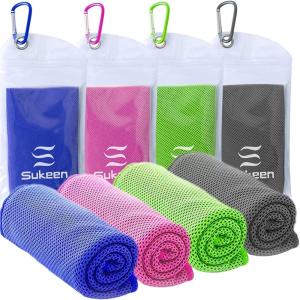 imageSukeen 4 Pack Cooling Towel 40quotx12quot Soft Breathable Chilly Microfiber Towel for YogaSportRunningGymWorkoutCampingFitnessWorkout ampamp More ActivitiesPinkGreenDark BlueDark Grey