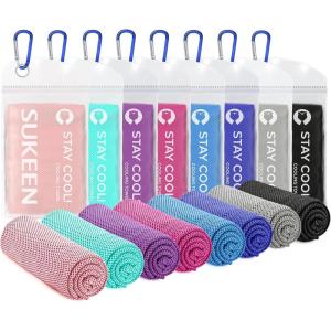 imageSukeen 4 Pack Cooling Towel 40quotx12quot for Sweat QuickDrying Neck Cooling Wraps Soft ampamp Breathable Chilly Sports Towel for Yoga Sport Running Workout Cooking MicrofiberMacaron PinkMacaron BluePurpleRose RedBlackDark BlueGreySky Blue
