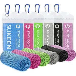 imageSukeen 4 Pack Cooling Towel 40quotx12quot for Sweat QuickDrying Neck Cooling Wraps Soft ampamp Breathable Chilly Sports Towel for Yoga Sport Running Workout Cooking MicrofiberBluePinkGreenGreyBlackLight Purple
