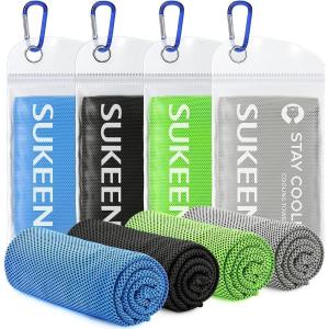 imageSukeen 4 Pack Cooling Towel 40quotx12quot for Sweat QuickDrying Neck Cooling Wraps Soft ampamp Breathable Chilly Sports Towel for Yoga Sport Running Workout Cooking MicrofiberBlackGraySky BlueGreen
