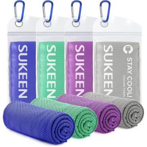 imageSukeen 4 Pack Cooling Towels 40quotx12quot Ice Towel Soft Breathable Chilly Towel Microfiber Towels for Yoga Sport Running Gym WorkoutCamping Fitness Workout ampamp More ActivitiesDark Bluepalegreenpurplegrey