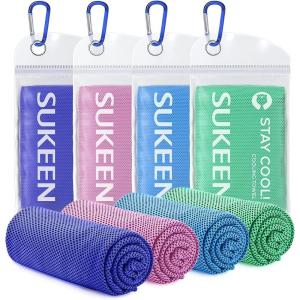 imageSukeen 4 Pack Cooling Towels 40quotx12quot Ice Towel Soft Breathable Chilly Towel Microfiber Towels for Yoga Sport Running Gym WorkoutCamping Fitness Workout ampamp More ActivitiesDark Bluelight Purplelight Bluepalegreen