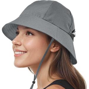 imageSukeen Bucket Hat for Men ampamp Women Lightweight UV Protection 50 Sun Hat with Adjustable Chin Strap Waterproof for HikingGrey