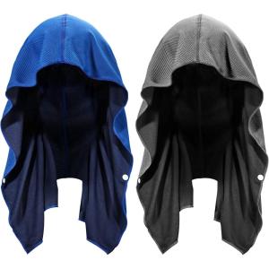imageSukeen Cooling Hoodie Towel for Men Quick Drying Absorbent Cooling Towels for Neck and Face UV Sun Protection Cooling Neck Wraps Sport Workout Camping Cycling Cool Towel for Hot WeatherRoyal BlueDark Grey