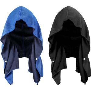 imageSukeen Cooling Hoodie Towel for Men Quick Drying Absorbent Cooling Towels for Neck and Face UV Sun Protection Cooling Neck Wraps Sport Workout Camping Cycling Cool Towel for Hot WeatherRoyal BlueBlack