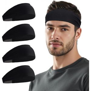 imageSukeen Cooling Sports Headbands for Men Instant Cooling Moisture Wicking Sweatbands NonSlip QuickDry Elastic Fabric Mens Headband for Gym Running Tennis Training WorkoutBlack