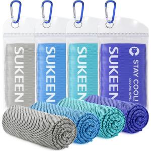 imageSukeen Cooling Towels for Neck and Face 4 Pack Cooling Towels for hot Weather 40quotx12quot Cooling Rags for Yoga Sport Running WorkoutGym Camping Fitness Workout ampamp More Activities