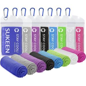imageSukeen Cooling Towels for Neck and Face 40quot x 12quot Cooling Towel 6 Pack Microfiber Best Sports Cooling Cool Towels for Hot Weather Soft Breathable Cooling Towels for Sweat Athletes Men WomenDark Bluegreypurpleblackbluegreenwhitepink