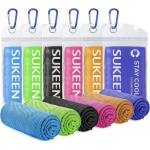 imageSukeen Cooling Towels for Neck and Face 40quot x 12quot Cooling Towel 6 Pack Microfiber Best Sports Cooling Cool Towels for Hot Weather Soft Breathable Cooling Towels for Sweat Athletes Men WomenOrangedark Bluegreenpinklake Blueblack