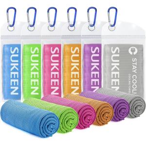 imageSukeen Cooling Towels for Neck and Face 40quot x 12quot Cooling Towel 6 Pack Microfiber Best Sports Cooling Cool Towels for Hot Weather Soft Breathable Cooling Towels for Sweat Athletes Men WomenOrangepurplegreenpinklake Bluegray