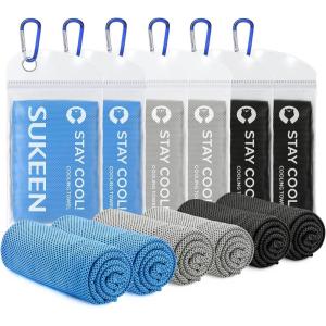 imageSukeen Cooling Towels for Neck and Face 40quot x 12quot Cooling Towel 6 Pack Microfiber Best Sports Cooling Cool Towels for Hot Weather Soft Breathable Cooling Towels for Sweat Athletes Men Women2blue2grey2black
