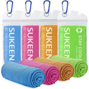 imageSukeen Cooling Towels for Neck and Face 40quot x 12quot Cooling Towel 6 Pack Microfiber Best Sports Cooling Cool Towels for Hot Weather Soft Breathable Cooling Towels for Sweat Athletes Men WomenLake Bluepinkorangegreen