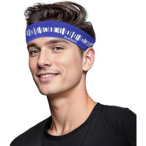 imageSukeen Headbands for Men Sweatbands Running Headbands Moisture Wicking Mens Headband Reflective Sports Headband Non Slip Cooling Headband for Gym Fitness Exercisea Blue