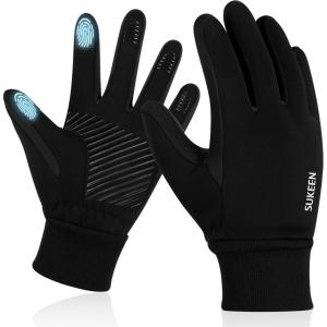 imageSukeen Kids Winter Gloves Touchscreen AntiSlip Kids Cycling Gloves for Kids Boys Girls Lightweight Boys Gloves for Running Cycling Biking Sports OutdoorBlack