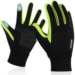 imageSukeen Kids Winter Gloves Touchscreen AntiSlip Kids Cycling Gloves for Kids Boys Girls Lightweight Boys Gloves for Running Cycling Biking Sports OutdoorGreen