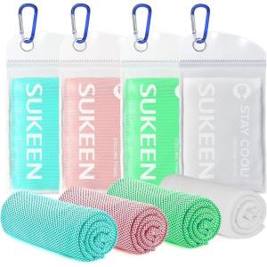 imageSukeen Mini Cooling Towel for Kids31 quotx9Ice TowelSoft Breathable Cool TowelMicrofiber Cold Towel for Boys and Girls for SportsRunningExerciseSchool and More Activities 4PackFruit BlueFruit PinkFruit GreenWhite