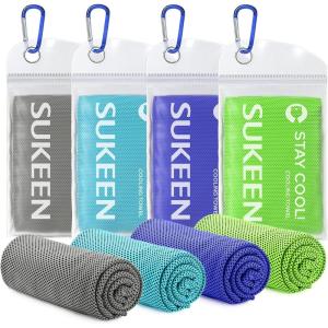 imageSukeen Mini Cooling Towel for Kids31 quotx9Ice TowelSoft Breathable Cool TowelMicrofiber Cold Towel for Boys and Girls for SportsRunningExerciseSchool and More Activities 4PackLight GrayLake BlueTreasure BlueGreen