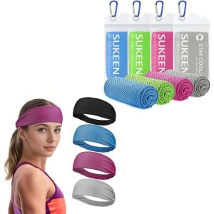 imageSukeen Cooling Headbands for Women Instant Cooling Moisture Wicking Workout Headbands