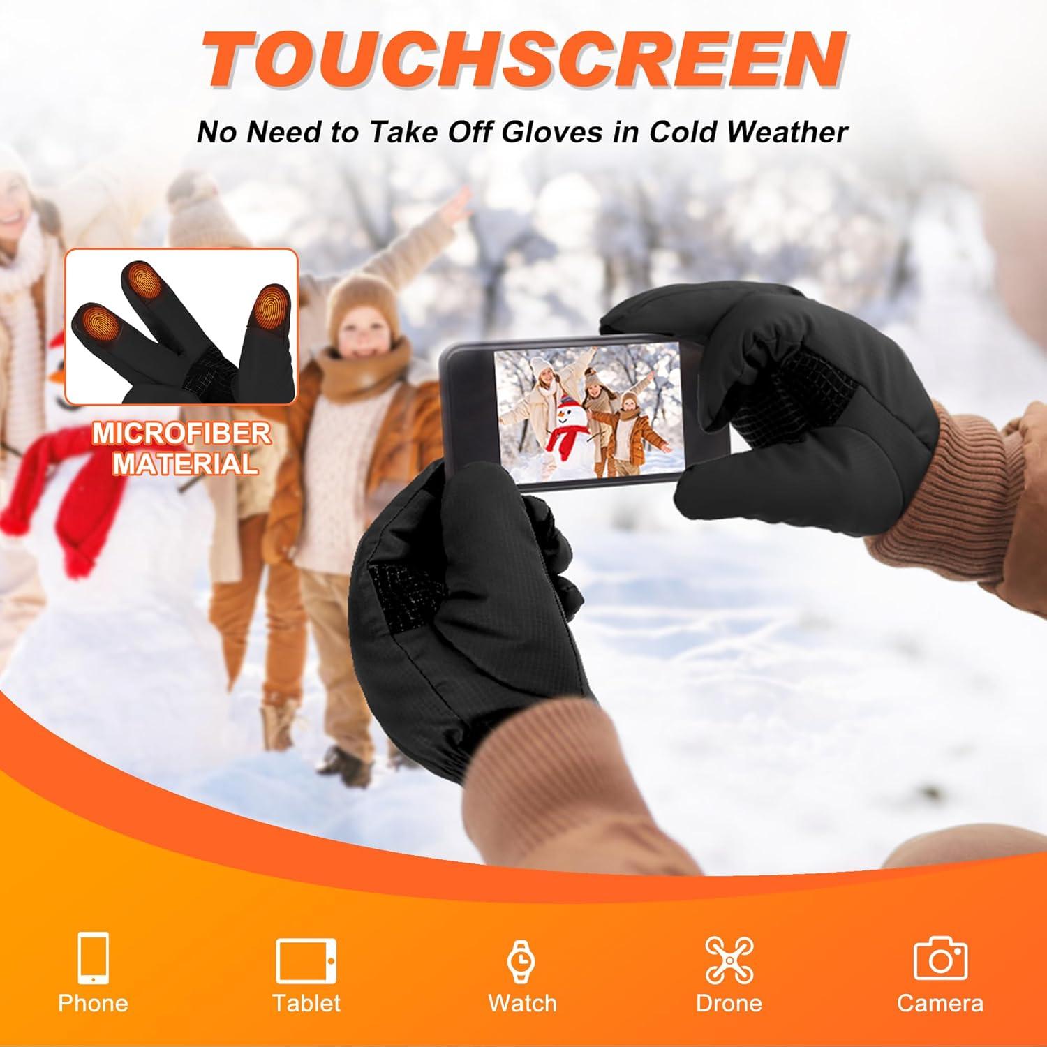 imageSukeen Winter Gloves Men Women Warm Mens Gloves Anti Slip Touchscreen Ski Gloves for Cold Weather Cycling Driving SkiingLarge